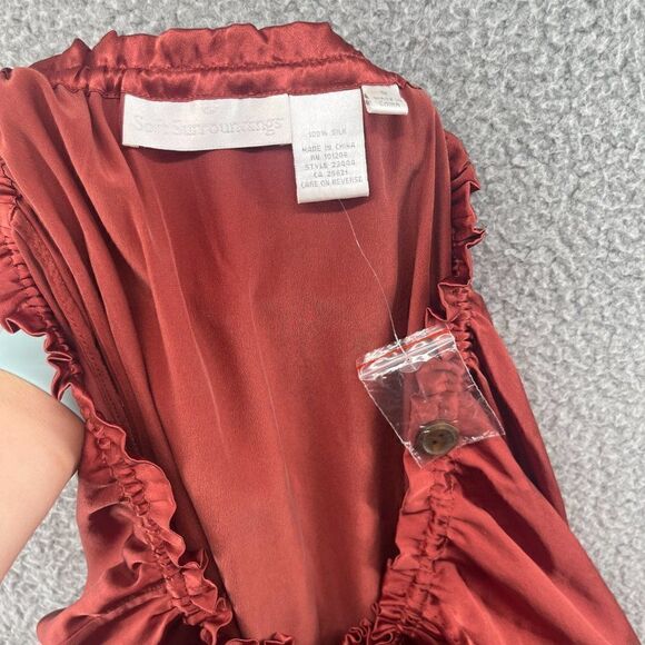 Soft Surroundings Blouse Size Small 100% Silk Rust Burnt Orange NWOT - Picture 12 of 14